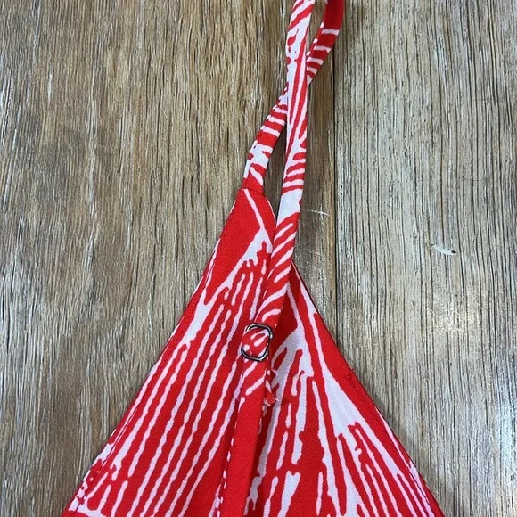 Vici Red White Palm Print Maxi Dress Sleeveless EUC Women's Small S Leg Slit - Picture 11 of 15